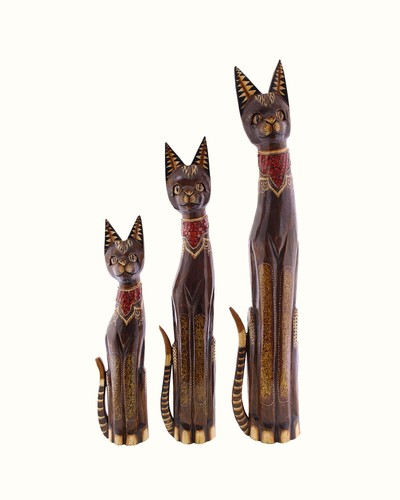 Set gatti legno dipinto - set,