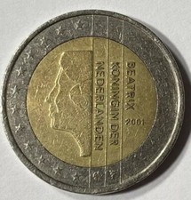 MONETA 2 EURO 2001 COIN BEATRIX KONINGIN DER NEDERLANDEN, OLANDA