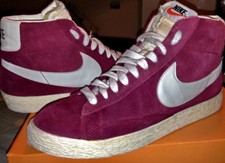 NIKE BLAZER HIGH SUEDE scarpe uomo colore amaranto e bianco taglia 10 44 nuove!!