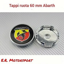 4 Tappi coprimozzo 60 mm "Abarth" 500 595 695 Punto 124