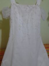 ABITO BAMBINA 10/12 ANNI DA CERIMONIA ELEGANTE NUOVO RASO,TULLE RICAMATO E FIORI