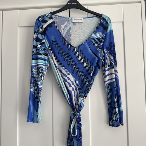 Top emilio pucci blu manica - top,