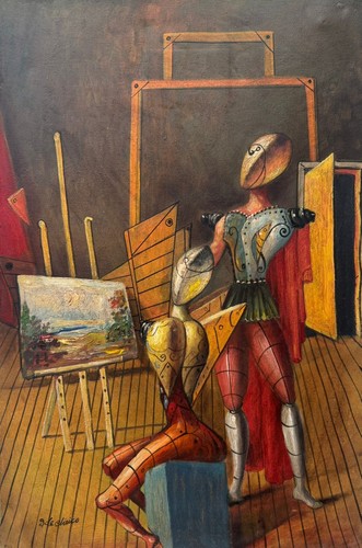 Giorgio chirico olio tela - su,
