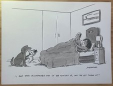 Cartone animato originale New Yorker "Cane e gatto watch coppia fa sesso" di Joe Dator 