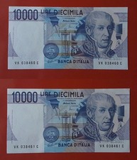 2 BANCONOTE 10000 LIRE VOLTA