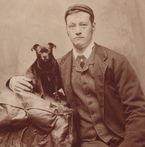 Victorian cdv photo - man, pug