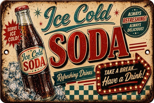 Insegna latta vintage ice cold - ice,