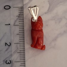  CIONDOLO CANE  VERO CORALLO DI SARDEGNA E ARGENTO 925 UNICO ESEMPLARE REGALO