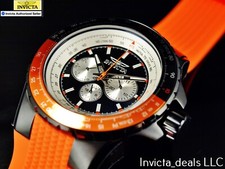 Orologio Invicta Uomo 50mm Serie AVIATOR NAUTICAL Quarzo QUADRANTE NERO Tono Arancione SS