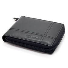 Portafoglio uomo ragazzo vera pelle Coveri chiusura con zip cerniera slim nero