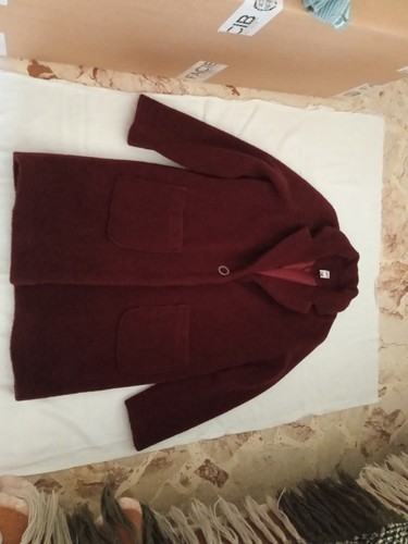 Cappotto bordeaux con - , bottone