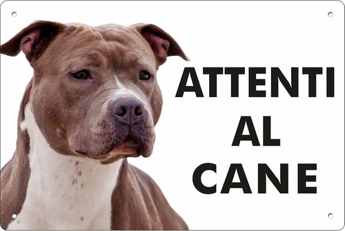 Pitbull cartello targa attenti - pitbull,