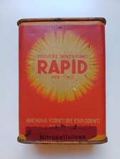 VECCHIA SCATOLA DI LATTA POLVERE DA CACCIA "RAPID" DA GRAMMI 100