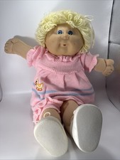 Bambola vintage Cabbage Patch bambini 1978-1982 capelli biondi occhi azzurri vestito originale