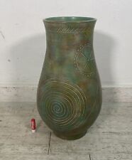 GRANDE VASO ZACCAGNINI VINTAGE CERAMICA h 56 cm PORTAFIORI VASE VERDE BRONZEO