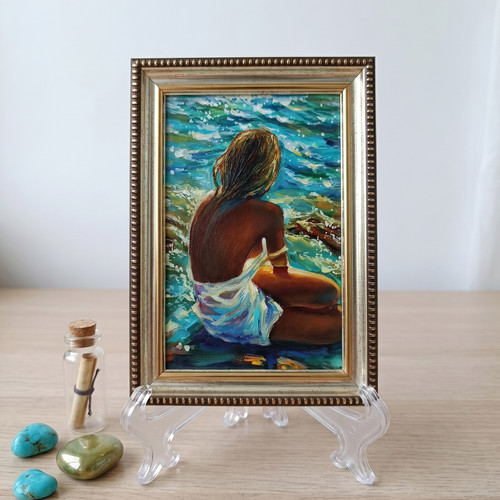 Beach girl quadro olio - beach,