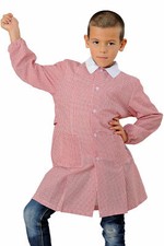 GREMBIULE ISACCO Divisa Unisex Bambino Asilo Materna Quadrettini Rosso 000267
