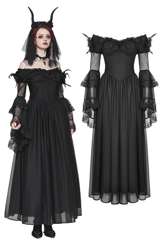 Abito lungo chiffon dark - dark, in