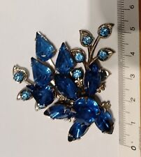 Spilla vintage stile floreale blu Decò 