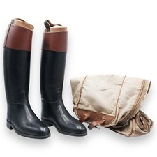 STIVALI VINTAGE DA CACCIA EQUITAZIONE CON FORME IN LEGNO COEVE PELLE PRIMI 1900