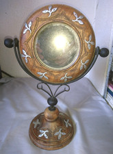 ANCIEN BEAU MIROIR A PIED PIVOTANT POUR COIFFEUSE BOIS DE CAMBODGE ASIE 1970