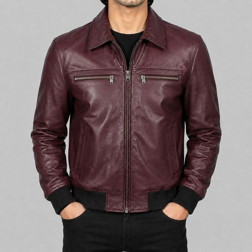 Giubbotto pelle bomber uomo - ,