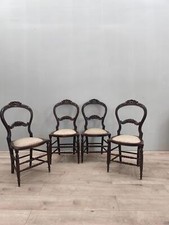 75271 Set n 4 sedie in legno con seduta in tessuto damascato color panna