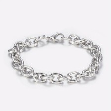1pz base bracciale in acciaio inox 20cm colore argento scuro bijoux
