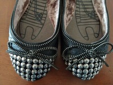 Scarpe ballerine Killah pelle nera con borchie - n. 37 - con scatola