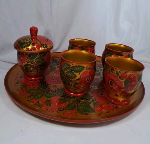 Set tè vintage khokhloma - set,