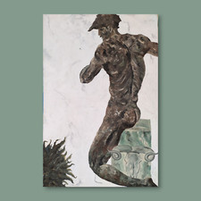 Antonio Gatto Arte Contemporanea Statua di Antico Guerriero Grande Dipinto Olio