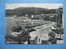 cartolina GOLFO DI LA SPEZIA LERICI ANIMATA AUTO PULMAN BARCA VIAGGIATA 1960 