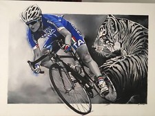 MARCO GENOVESE "Elisa Longo Borghini" olio su tela, 2018, cm 70x100 ciclismo