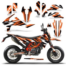 Kit Grafico MX + # Piastre Adesivo Per KTM 690 SMC-R 2019-2020 Arancio Attacco