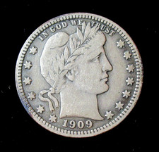 1909 Barber Quarto Dollaro Argento Moneta Vecchio Tonificante