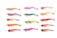 YO-ZURI Lotto 14 TOTANARE  Mini Egi 1.6 - 2.0 SETA e PVC Recupero alluvione AB83