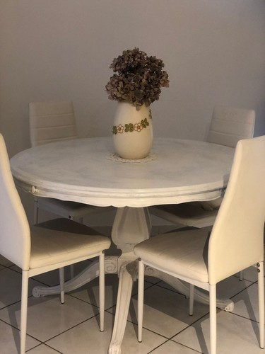 Tavolo rotondo bianco shabby - tavolo,