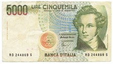 5000 LIRE FALSO D'EPOCA BANCA