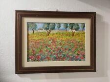  MICHELE CASCELLA Campo di Papaveri Anni 80  olio su tela cm 40x60 archiviato 