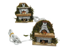 Forno Artigianale Cm6x10x10h + Luce Effetto Fuoco Fornaio Scenografia Presepe