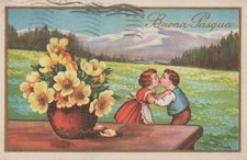CARTOLINA  AUGURALE BUONA PASQUA BUON NATALE BUON ANNO SINCERI AUGURI VIAG. 1940