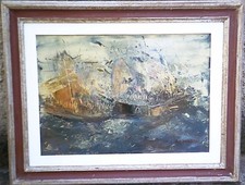 ALFREDO NANNONI - TEMPESTA - ESODO - VECCHIO, GRANDE QUADRO DIPINTO OLIO SU TELA