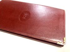 BORSA POCHETTE CARTIER VINTAGE CC MUST LEATHER PORTAFOGLIO GRANDE BIFOLD ITAL...