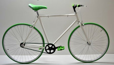 single speed 28 fixed bike bianco verde personalizzabile