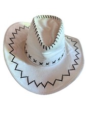 Cappello da Cowboy Bianco da Uomo Vintage Velluto/Cuoio Lavorato A Mano ??