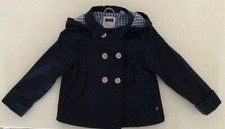 Cappotto trench bimba 4 anni 104 cm impermeabile imbottito cappuccio blu Okaidi