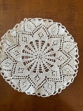 CENTRINO VINTAGE ROTONDO IN COTONE BIANCO DIAM. CM. 25 CA. LAV. A MANO AI FERRI