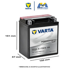 VARTA POWERSPORTS AGM BATTERIA MOTO TX16-BS (TX16-4) 12V 14Ah 210A 150x87x161 mm