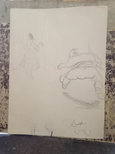 Disegno 1921 uomo che ricore - disegno,