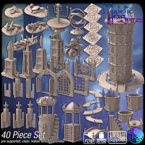 Wizard tower terrain set - tower,